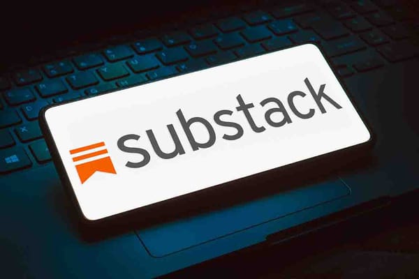 In this photo illustration, the Substack logo is displayed on a smartphone screen.