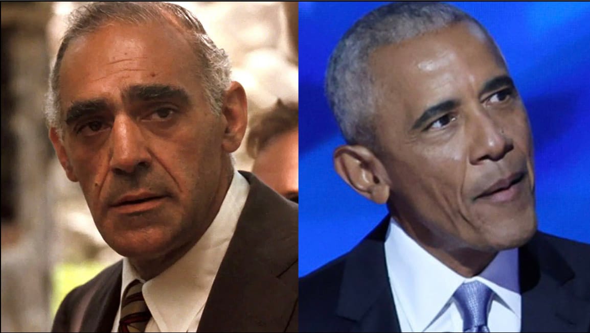 Abe Vigoda from The Godfather at left, and a recent image of Barack Obama