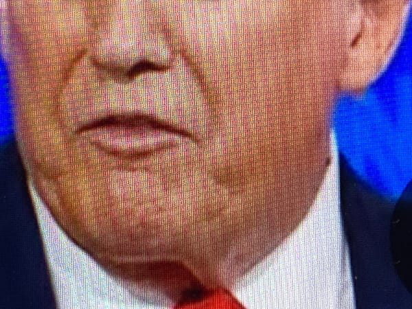Detail of screen showing Donald Trump's mouth during last night's debate broadcast