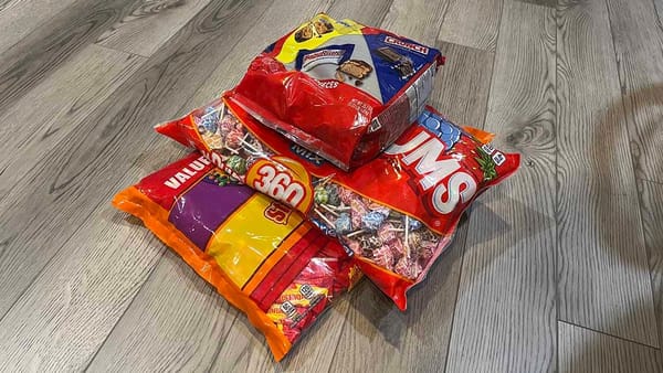 Bags of Value-size STARBURST, DUM-DUMS, and NESTLE'S CRUNCH